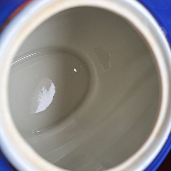 Hall Pottery Blue Gold Aladdin Lamp 6 Cup Teapot Tea Strainer MCM Genie-Inspired - Picture 6 of 16